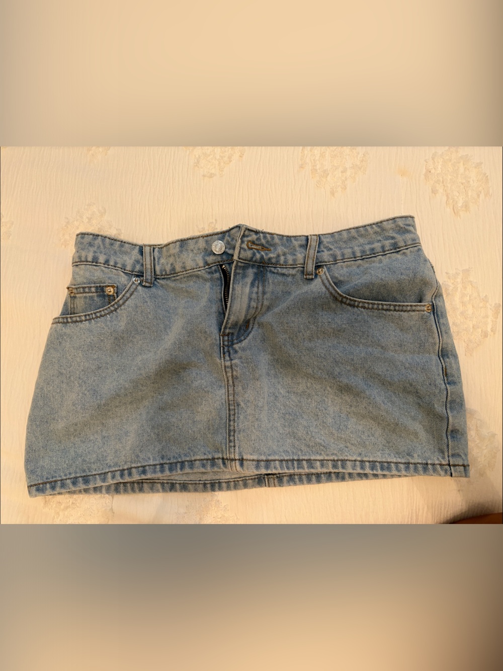 Edikted Light Blue Denim Mini Skirt